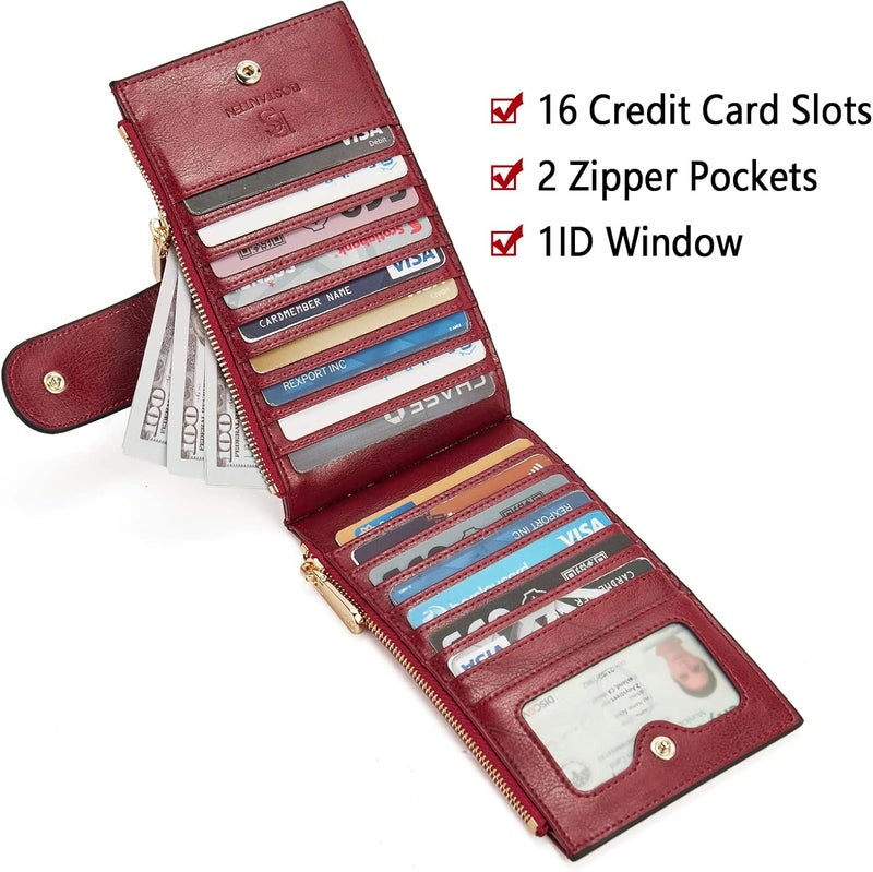 Bostanten محافظ جلدية للنساء كبيرة مع حماية RFID نحيفة قابلة للطي حافظة بطاقات مع جيب بسحاب - Image 3